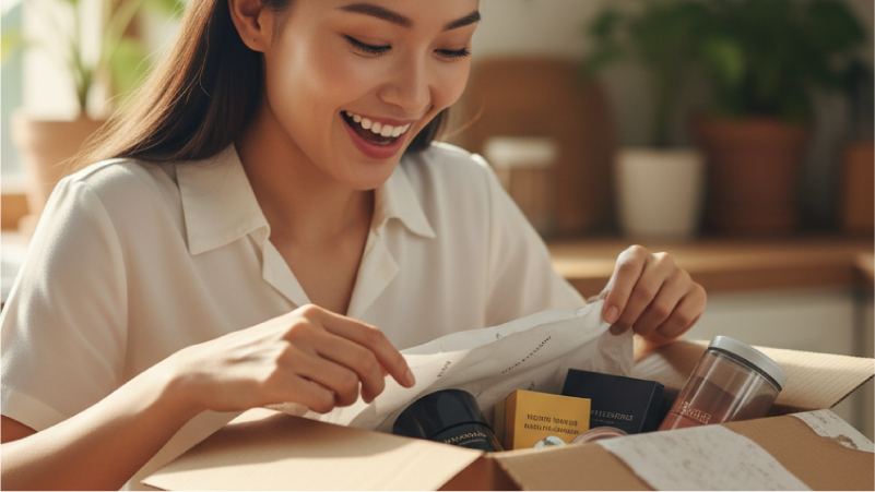 プレゼントに嬉しそうな女性